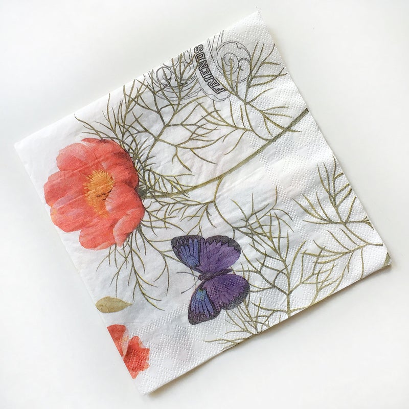 Zelten Colored Paper Napkins, 20 Count Shabby Chic Napkins for Wedding, Dinner Tea Party Shower (Butterfly & Flower III) - Image 2